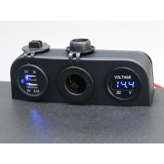 マリン用 シガーソケット+USB+デジタル電圧計 |  | 02