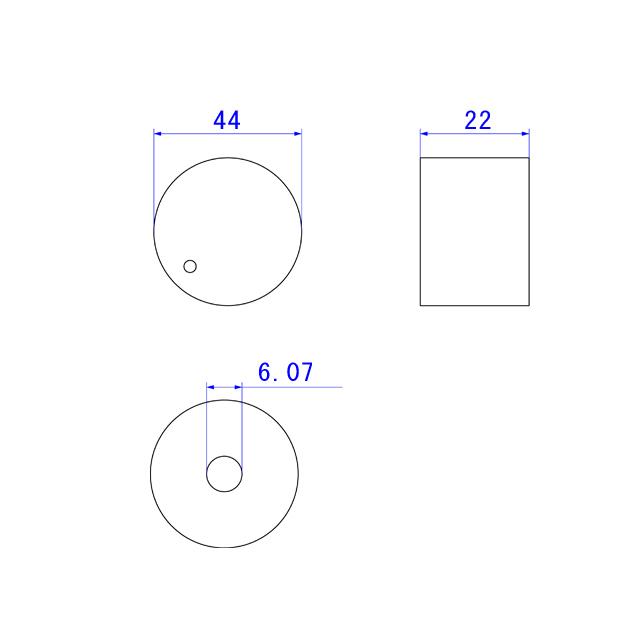 44mm(6.0)アルミ削り出しツマミ ブラック |  | 02