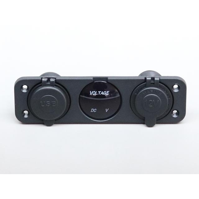 マリン用 12Vシガーソケット＋USBソケット+デジタル電圧計 |  | 01