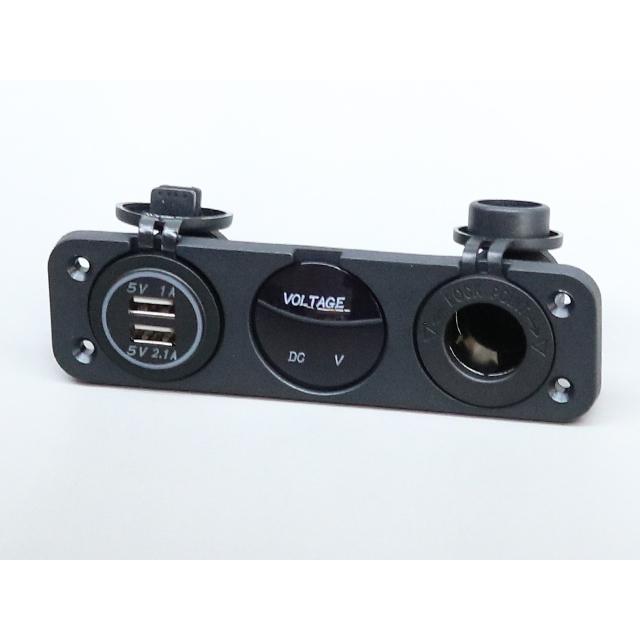 マリン用 12Vシガーソケット＋USBソケット+デジタル電圧計 |  | 02