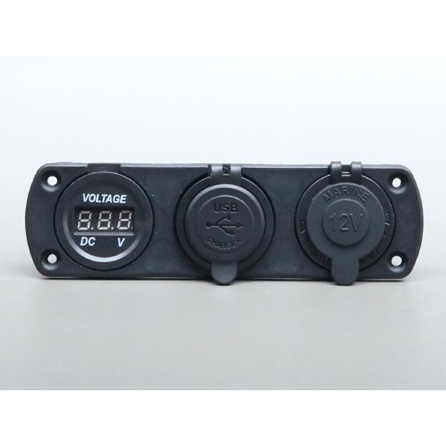 マリン用 12Vシガーソケット＋USBソケット＋電圧計 |  | 01