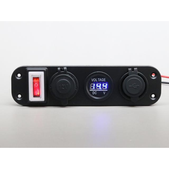 マリン用 12Vシガーソケット＋USBソケット+デジタル電圧計 |  | 01