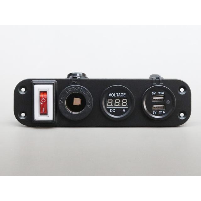 マリン用 12Vシガーソケット＋USBソケット+デジタル電圧計 |  | 02