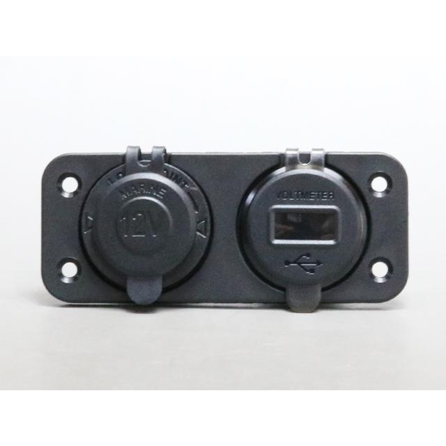 マリン用 12Vシガーソケット＋電圧計付きUSBソケット |  | 02