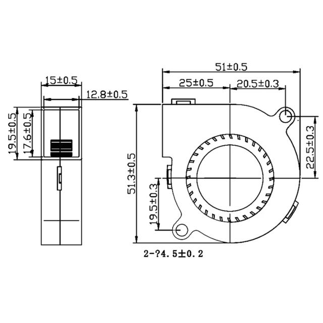 DC12V 51×51×15  クロスファン シロッコファン |  | 04