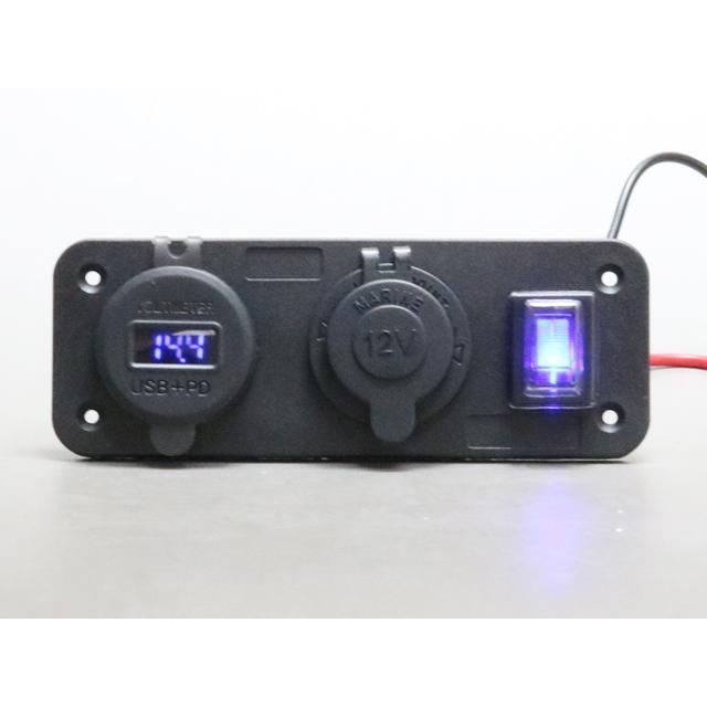 ボート用 12Vシガーソケット＋電圧計付きUSBソケット(タイプC PD) |  | 01