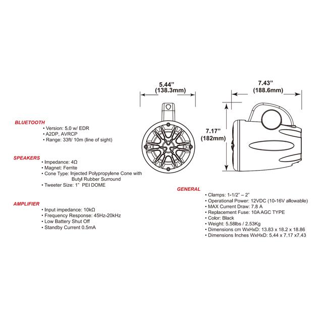 BOSS LED付き 2Way 防水マリンスピーカー 防水Bluetoothアンプ