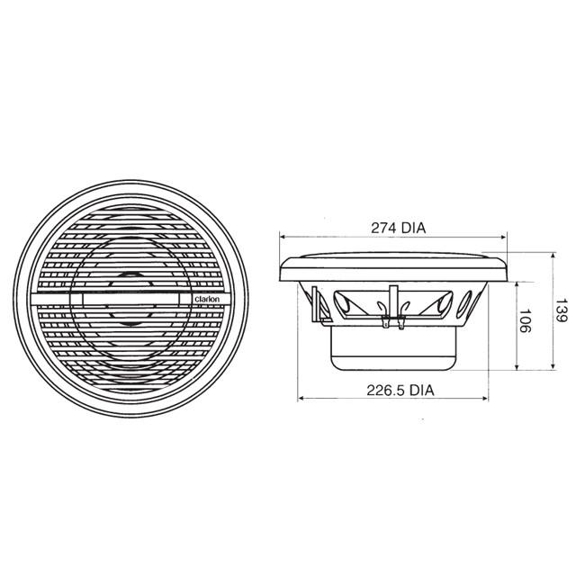 【海外取り寄せ商品】クラリオン 10インチ 防水ウーハー マリンウーハー Clarion 25cm |  | 02