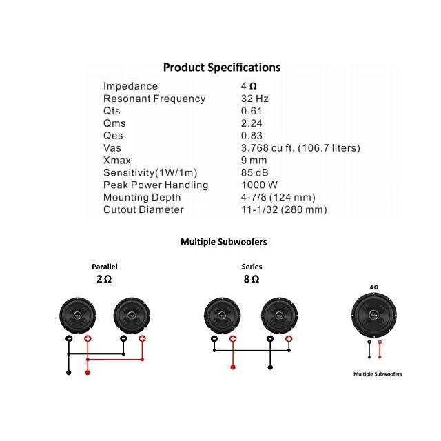 【海外取り寄せ商品】1000W 12インチ サブウーハー 30cm |  | 04