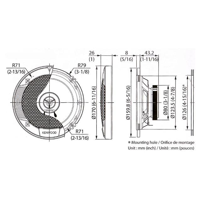 未使用　ケンウッド製カースピーカー JVCケンウッド デミオ(DJ系・H26/9〜R1/7)用 フロント