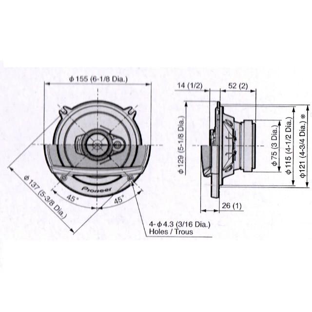 パイオニア TS-A1370F 13cm 3Way カースピーカー : サムテック01
