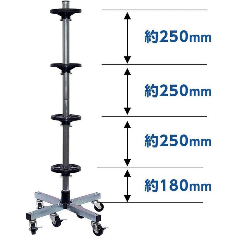 自動車用品 メルテック タイヤラック 組立式 タイヤ幅 215 径 690mmまで キャスター・タイヤカバー付き 本体サイズ465(W)×1060(H) - 4