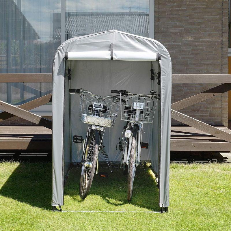 自転車収納ガレージ サンカ サイクルハウス 小 (自転車2台用) PVC (耐久年数約3~4年) シルバー 簡易 万能ガレージ (幅99×奥行188×高さ157 - 10