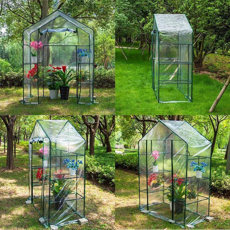 ガーデン温室　T、T−SUN　ビニール温室　PVCビニールハウス　グリーン　幅143×奥行73×高さ195cm　簡易温室　花園温室　組立簡単