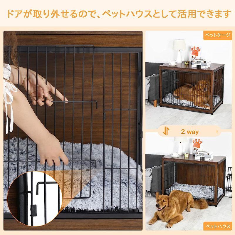 【超美品】 ペット用品 大型犬用ケージ ウッディサークル 犬小屋 屋根付き 室内 中型犬 木製 大きい アンティーク うさぎケージ すのこ 胡桃色 幅100cm 【TMF6583063306】(23860円)