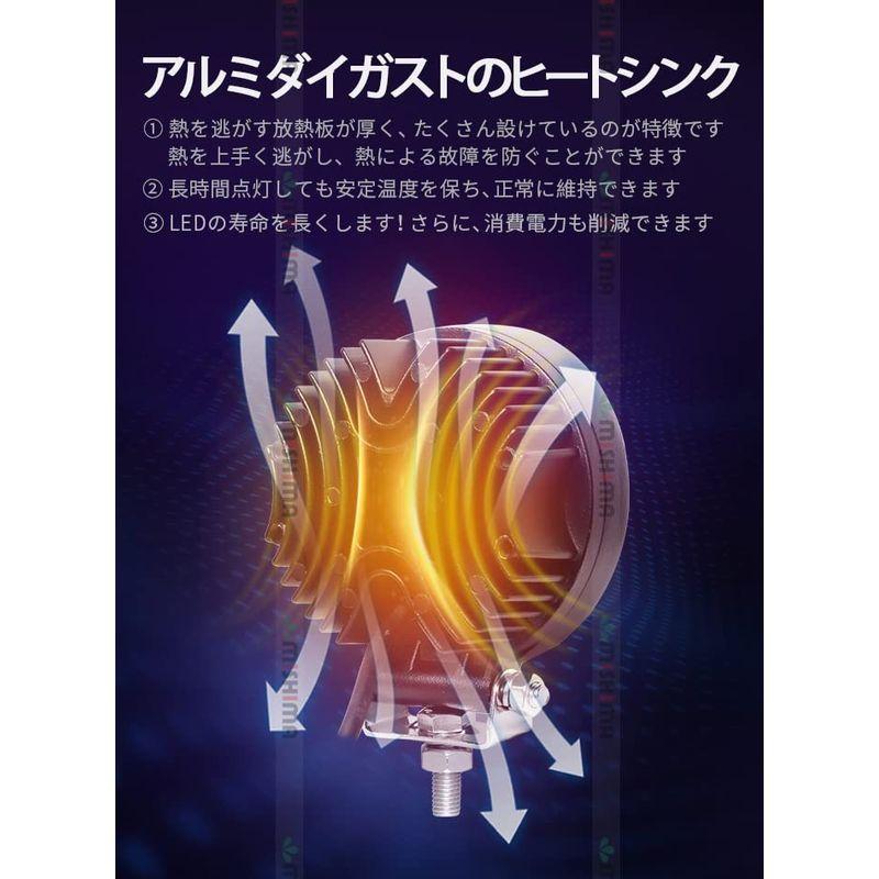 自動車用品 2台セット車 軽トラ トラック 重機 船舶 トラック補助灯 LEDライト サーチライト 集魚灯 投光器 丸型 汎用 防水 スポット 拡散 電 - 3