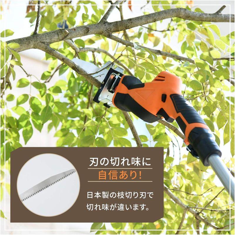 ガーデニング用品　山善　10.8V　充電式　高枝ばさみ　高さ3段階調整　日本製刃使用　コードレス　着脱式伸縮延長ポール　高枝ガーデンポールソー　ヘッジトリマー