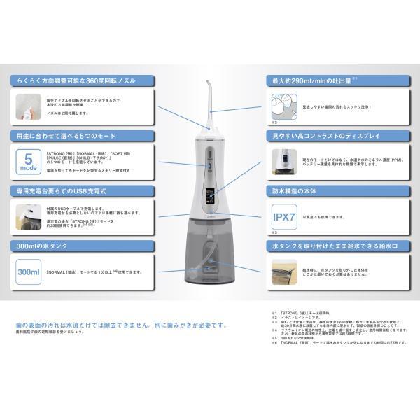 ドリテック 口腔洗浄器 ジェットクリーン FS-100 USB ウォーターピック 強力洗浄 5モード デンタルフロス IPX7防水 充電式の画像