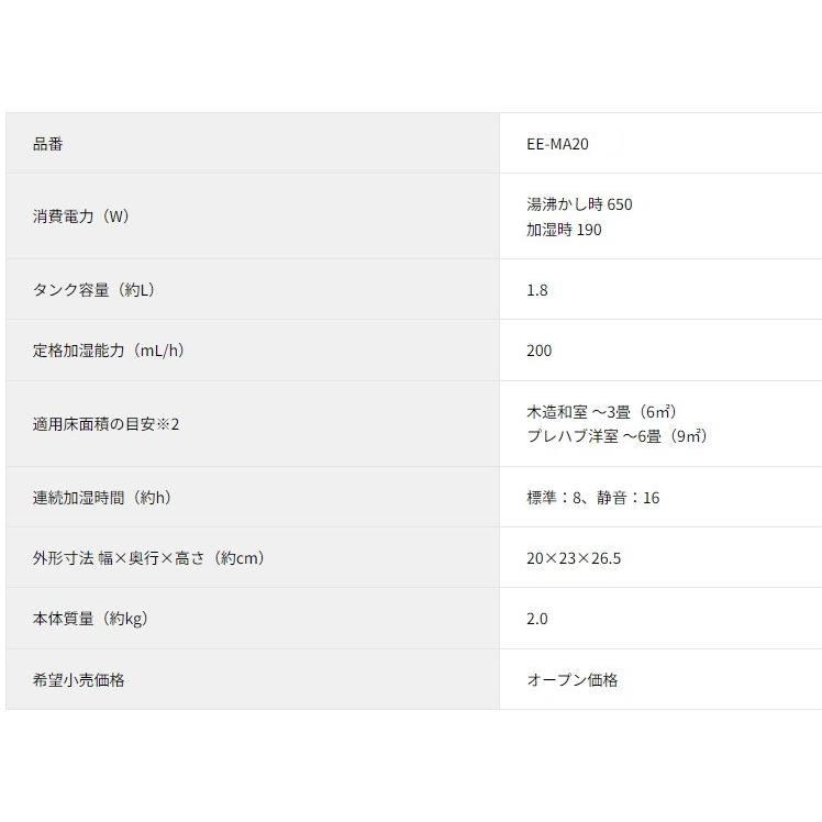 象印 スチーム式加湿器 オフホワイト EE-MA20-WA 1.8リットル 3 象印 スチーム式加湿器 オフホワイト EE-MA20-WA 1.8リットル 3