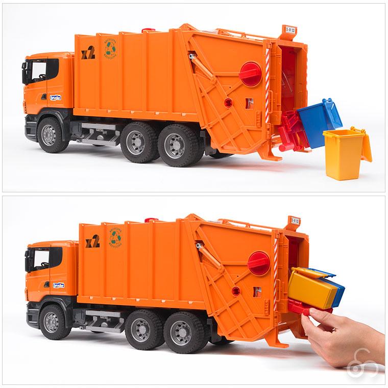 旧商品 bruder ブルーダー SCANIA ごみ収集車(orange) 03560