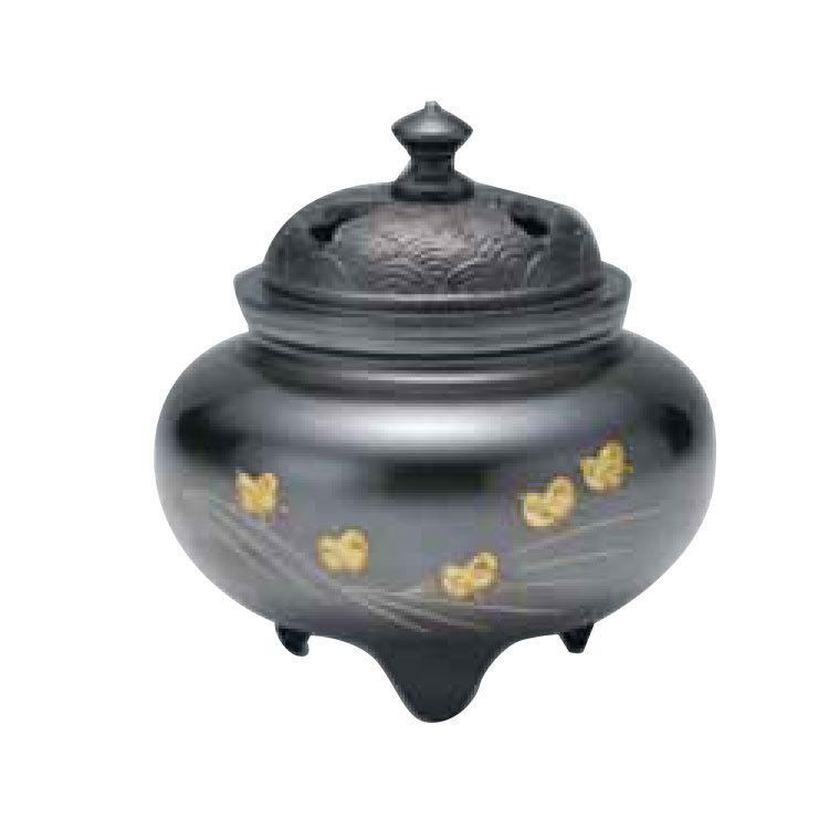 織田幸銅器 香炉 鉄鉢型 四海波蓋(波千鳥彫金) 57-05 : サンワ