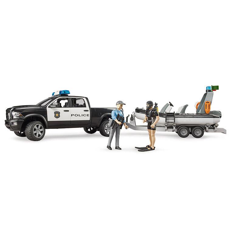 (おまけ付) ブルーダー Ram パワーワゴンパトカー ＆ ポリスボート(フィギュア2個付き) BR02507 おもちゃ 知育玩具 車 3歳 4歳 5歳_3