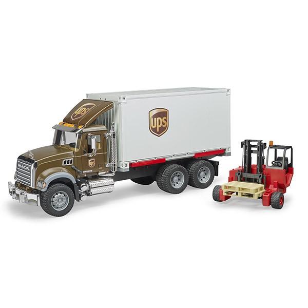 1/64日野積車とフォークリフトセット おまけ付) ブルーダー MACK UPS ＆ フォークリフト BR02828 おもちゃ