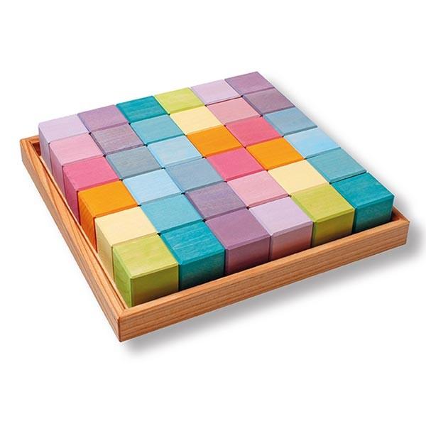 グリムス　パステル　にじのキューブ 積み木　知育玩具　モザイク 新品 36P ハバ（HABA） グリムス 積み木 にじのキューブ パステル ・小 ・36pcs