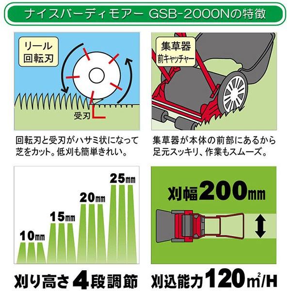 旧商品 手動芝刈り機 キンボシ ナイスバーディーモアー GSB-2000N 軽量タイプ｜sun-wa｜04