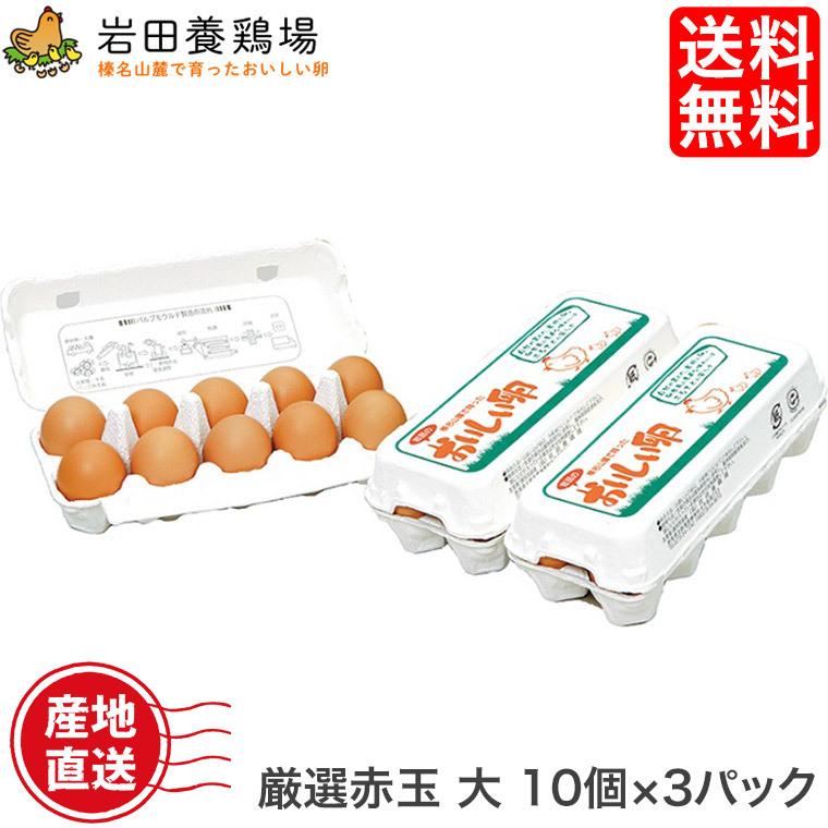 クール便) 卵 産直 厳選赤玉大 30個入り(10個×3パック) 岩田養鶏場