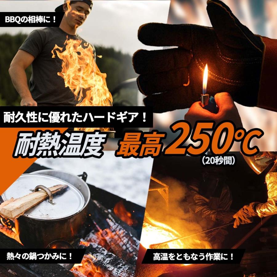 耐熱 耐火 グローブ 薪 レザー 焚き火 ロング 革 BBQ 手袋 牛革 レディース 本革 |  | 01