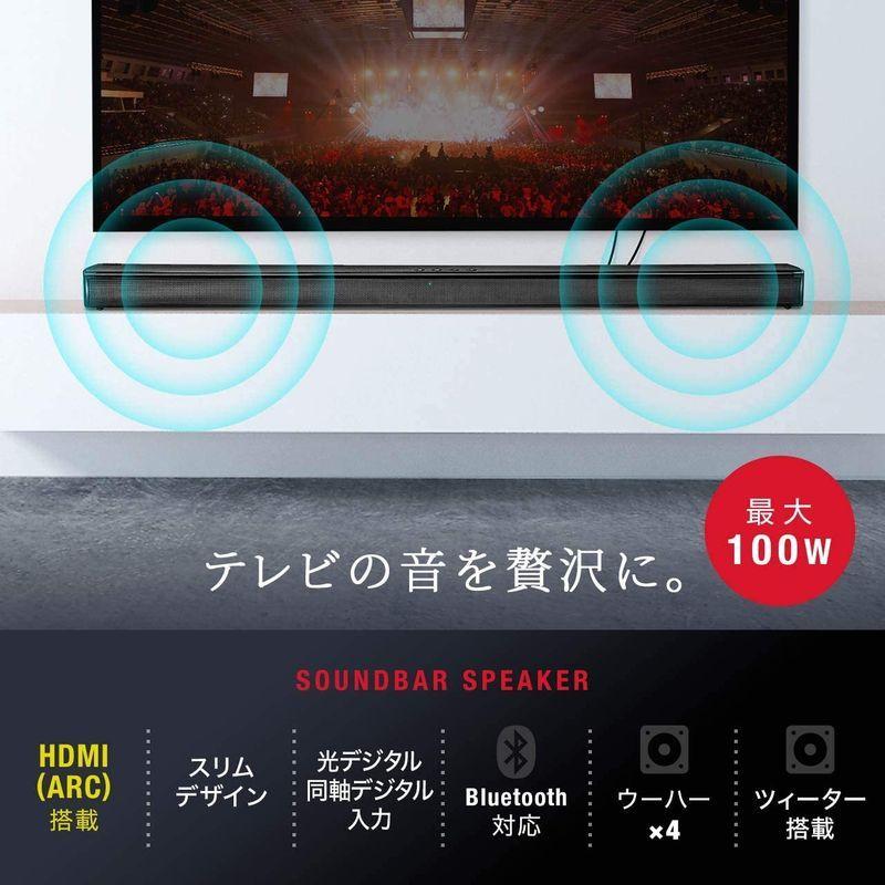 【値段交渉可：送料込】 サンワダイレクト サウンドバー 100W 高さ4.5cm HDMI / Bluetooth / 光デジタル / 3.5mm / RCA リモ 【A1960715670】(12043円)