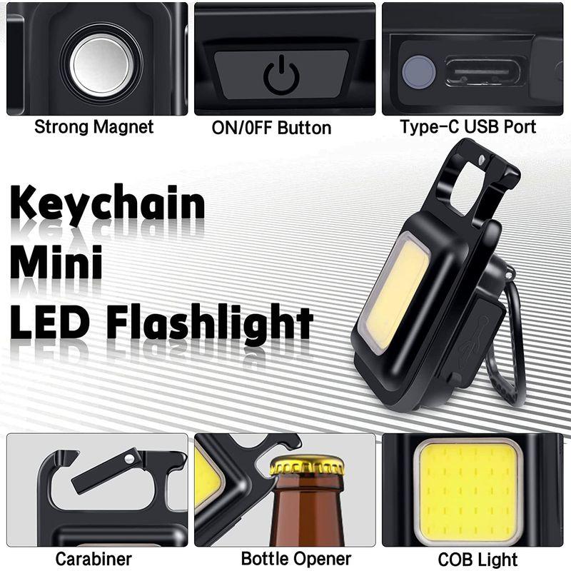 最新作のLED小型懐中電灯 1,000ルーメン 明るい ライトモード4種 COB 充電式 格納式 キーホルダー 懐中電灯 ポータブル ポケットライト  ライト、ランタン