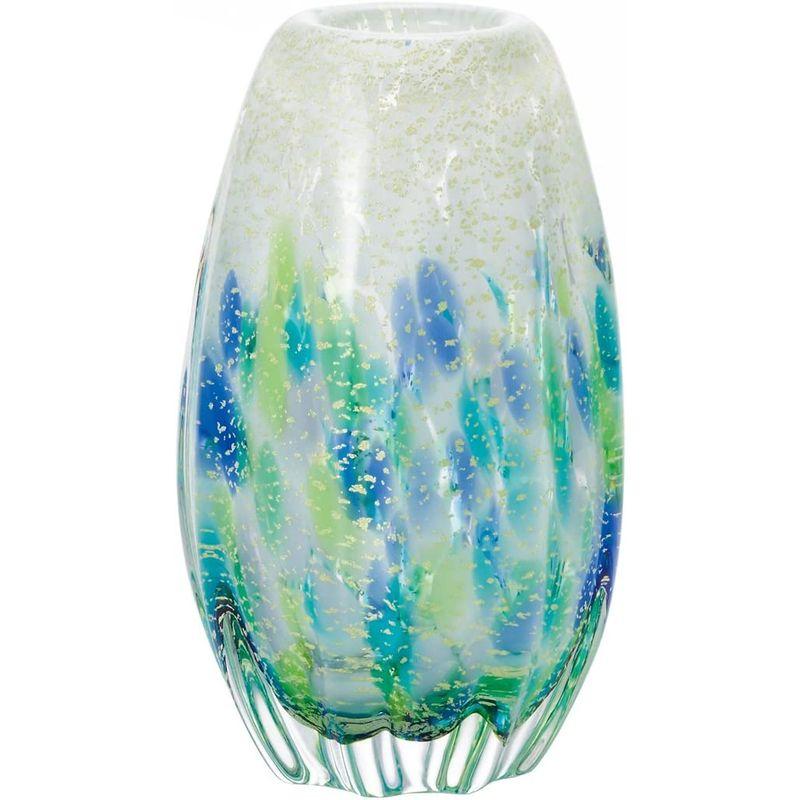 アデリア 津軽びいどろ 花瓶 最大11×高18cm 紫陽花 長丸花器 日本製 F-71742 津軽びいどろ 花瓶 最大11×高18cm 紫陽花 長丸花器 日本製