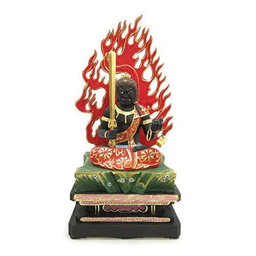 不動明王 不動明王像 栗田包教 木彫 彫刻 サイズ45×21cm 栗田仏像ブランド【明王】 黒不動明王座像3.5寸（総高31cm、幅16cm
