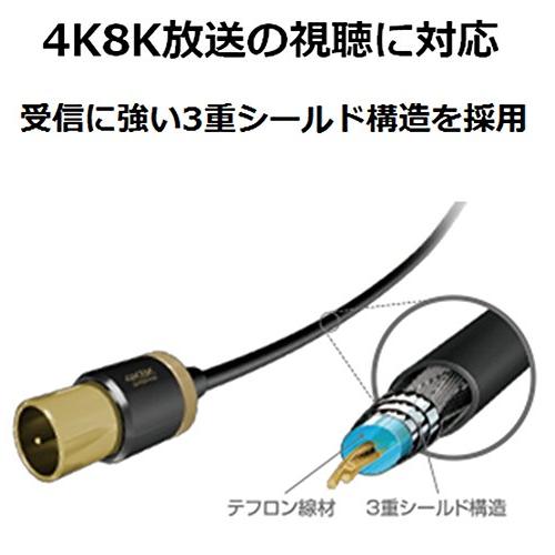 エレコム アンテナ分波器  4K 8K対応   ケーブル一体型 1端子通電型 ケーブル長0.5m ブラック DH-ATS48K05BK｜sunafukin-store｜02