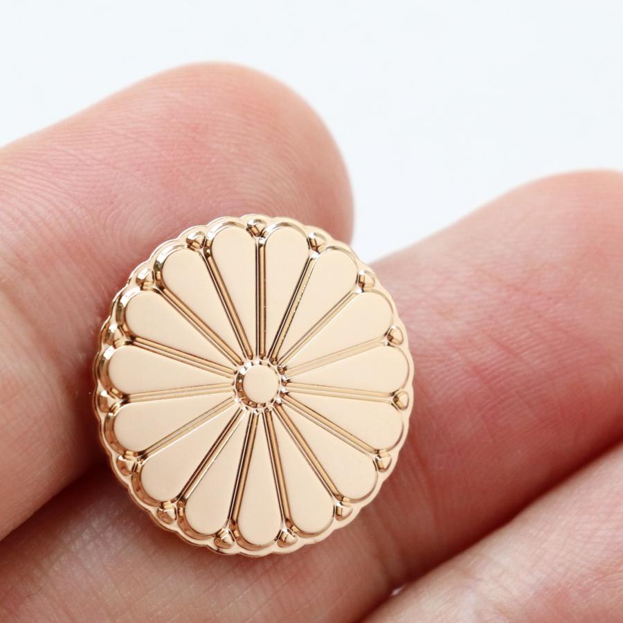 純銀刻印 菊 御紋 エマイユ 金と白 特誂品 ビンテージピンバッジ