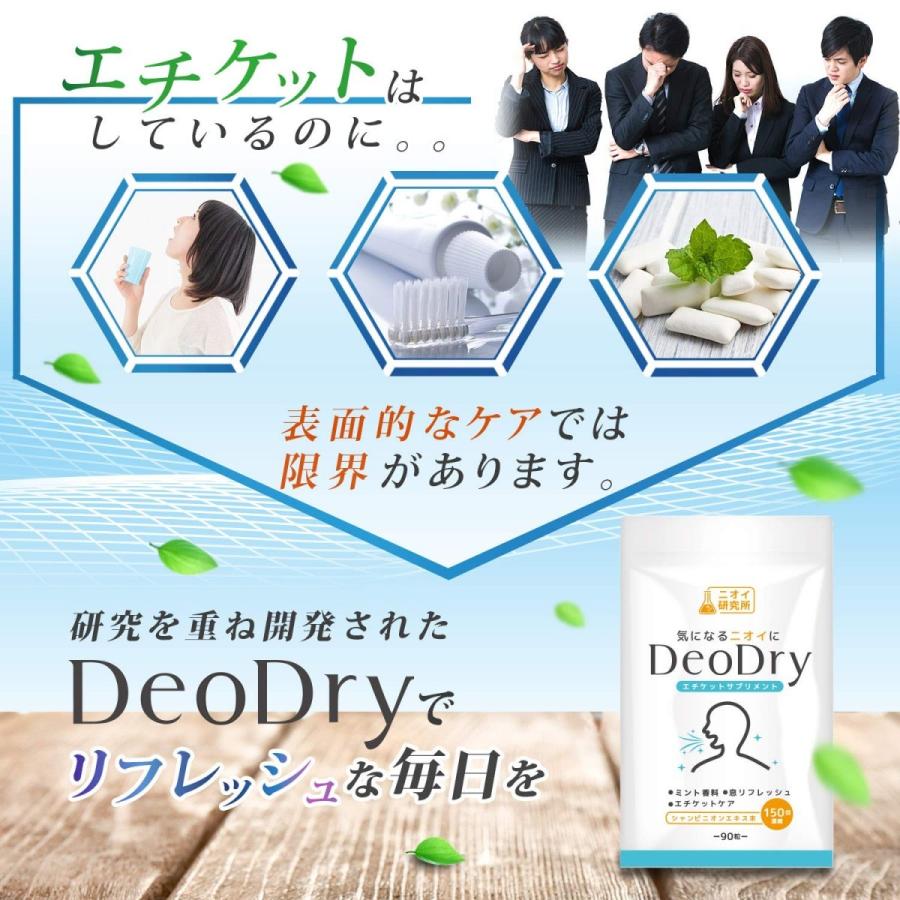 ニオイ研究所 DeoDry デオドライ サプリメント シャンピニオン デオアタック 緑茶ポリフェノール 90粒 30日分 | ブランド登録なし | 02