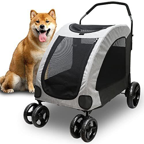 日本直販店 ペットカート 多頭中小型犬 大型犬バギー 犬用カート中型犬 四輪 組み立て簡単 介護用 多機能 通気 軽量 グレー 1個 X 1 超特価美品 Ssl Daikyogo Or Jp