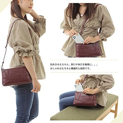 レディース ショルダー バッグ 多機能 斜めがけ クロスボディ サコッシュ クラッチ お財布 ショルダー 整理 便利 軽量 財布 スマホ レッド 高品質の人気