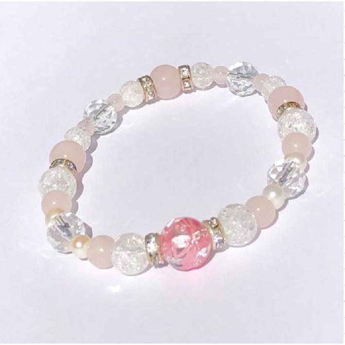 パステル天然石のブレスレット　素敵な逸品 天然石ブレスレット パステルカラー 天然 宝石 誕生石 アクセサリー