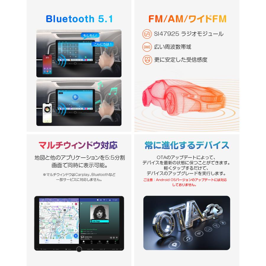 Eonon 爆買 ディスプレイオーディオ android14 Qualcomm 10.1インチ 6+