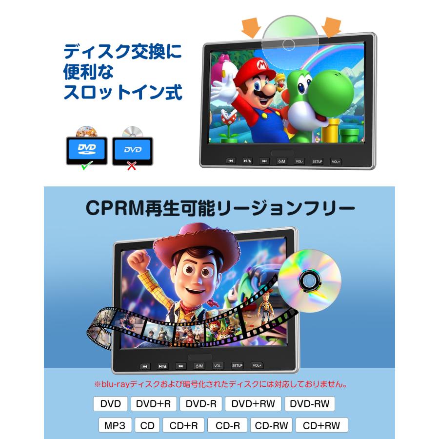 Eonon ヘッドレストモニター DVDプレーヤー 下向きスピーカー HDMI