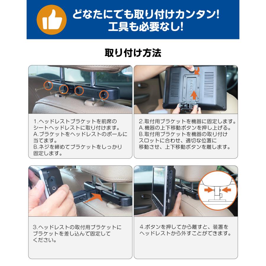 Eonon ヘッドレストモニター DVDプレーヤー 下向きスピーカー HDMI