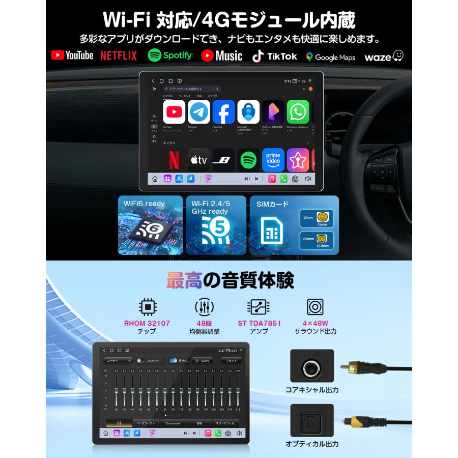 Eonon ディスプレイオーディオ android13 11.8インチ 8+256GB