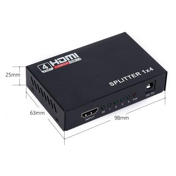 HDMI分配器 1入力4出力 HDMI 4K FHD対応 3D映像対応 電源アダプター TV