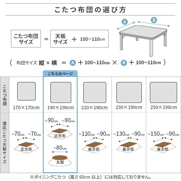 リバーシブルコーデュロイ保温綿入こたつ布団-ロア 190x190cm SAI 彩 正方形 こたつ布団単品 保温 あったか 掛け布団 こたつぶとん おしゃれ シンプル 北欧の画像