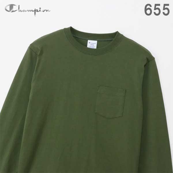 On 長袖 ロングスリーブ Tシャツ カーキ Lサイズ Champion（チャンピオン） ロングスリーブポケットTシャツ 24FW