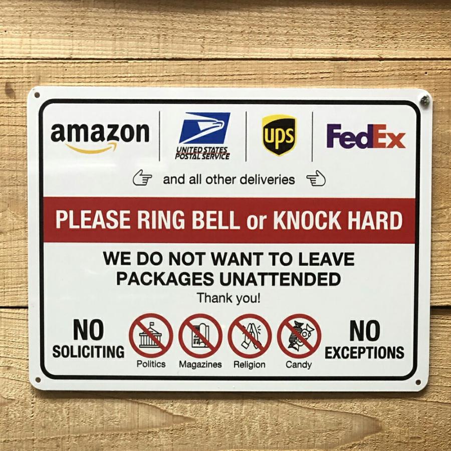 DeliverySign（ヨコ看板） PLEASE RING BELL OR KNOCK HARD アメリカ製 サインボード DS-H |  | 01