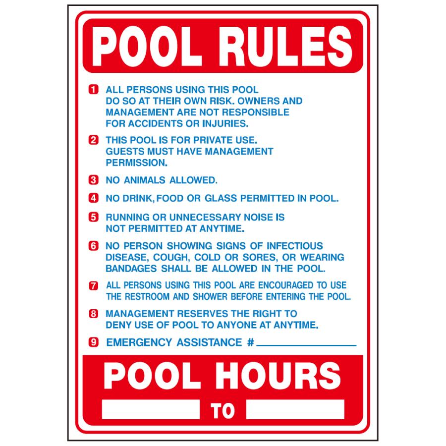 HY-KO 20x28インチ プラスチックサイン【POOL RULES (CALIFORNIA)】 51×71cm HY-20411 : THE  DIY DEPOT - 通販 - Yahoo!ショッピング
